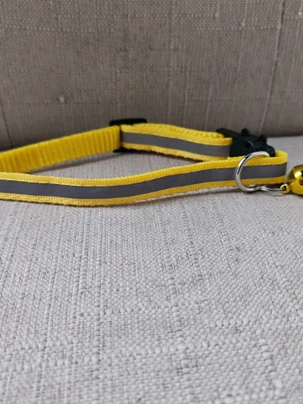 Cat Collar W/ Bell Yellow Nylon Collar Reflective Pet Collar Size Adjustable